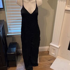 Victoria's Secret Black satin wide leg jumpsuit - M